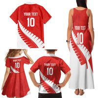 Custom New Zealand Cricket Family Matching Tank Maxi Dress and Hawaiian Shirt Kiwi Birds Haka Dance Red Fern Sporty Style LT03 - Polynesian Pride