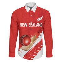 Custom New Zealand Cricket Family Matching Tank Maxi Dress and Hawaiian Shirt Kiwi Birds Haka Dance Red Fern Sporty Style LT03 Dad's Shirt - Long Sleeve Red - Polynesian Pride
