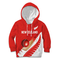 Custom New Zealand Cricket Kid Hoodie Kiwi Birds Haka Dance Red Fern Sporty Style LT03 Hoodie Red - Polynesian Pride