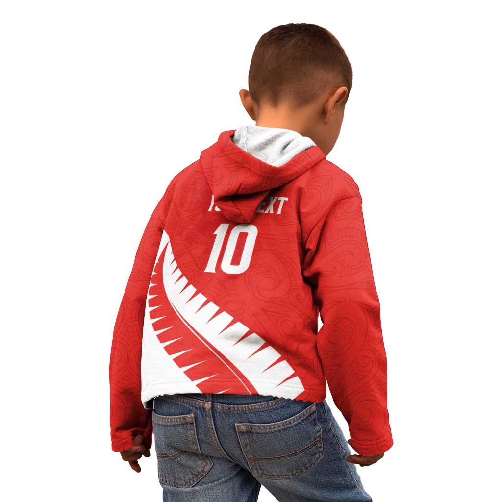 Custom New Zealand Cricket Kid Hoodie Kiwi Birds Haka Dance Red Fern Sporty Style LT03 - Polynesian Pride