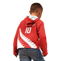 Custom New Zealand Cricket Kid Hoodie Kiwi Birds Haka Dance Red Fern Sporty Style LT03 - Polynesian Pride