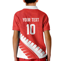 Custom New Zealand Cricket Kid Polo Shirt Kiwi Birds Haka Dance Red Fern Sporty Style LT03 - Polynesian Pride
