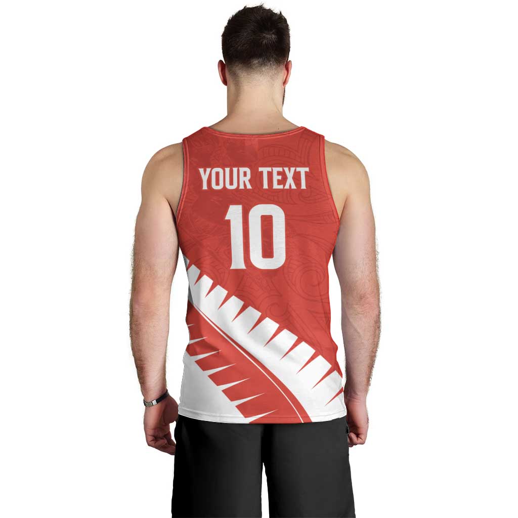Custom New Zealand Cricket Men Tank Top Kiwi Birds Haka Dance Red Fern Sporty Style LT03 - Polynesian Pride