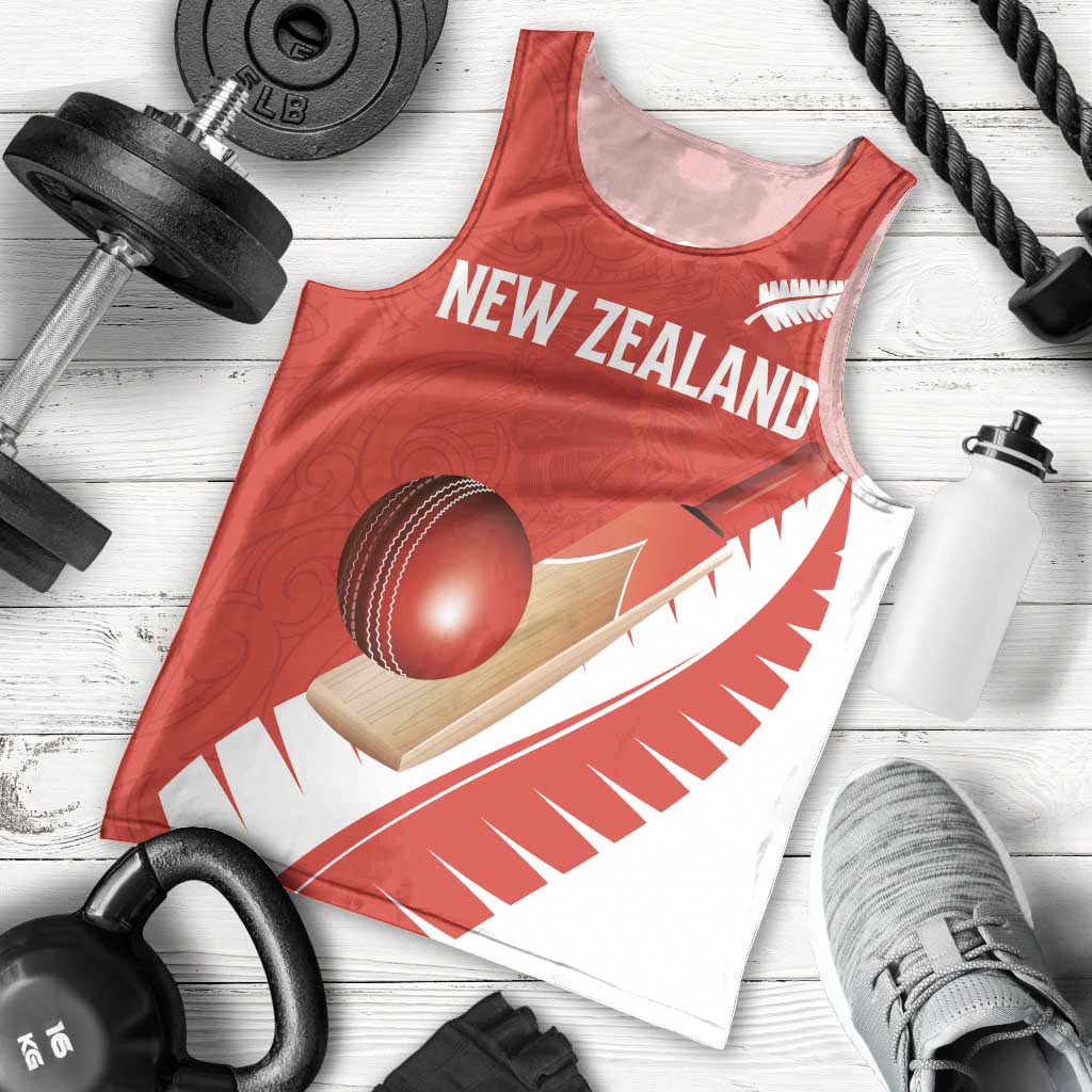 Custom New Zealand Cricket Men Tank Top Kiwi Birds Haka Dance Red Fern Sporty Style LT03 - Polynesian Pride
