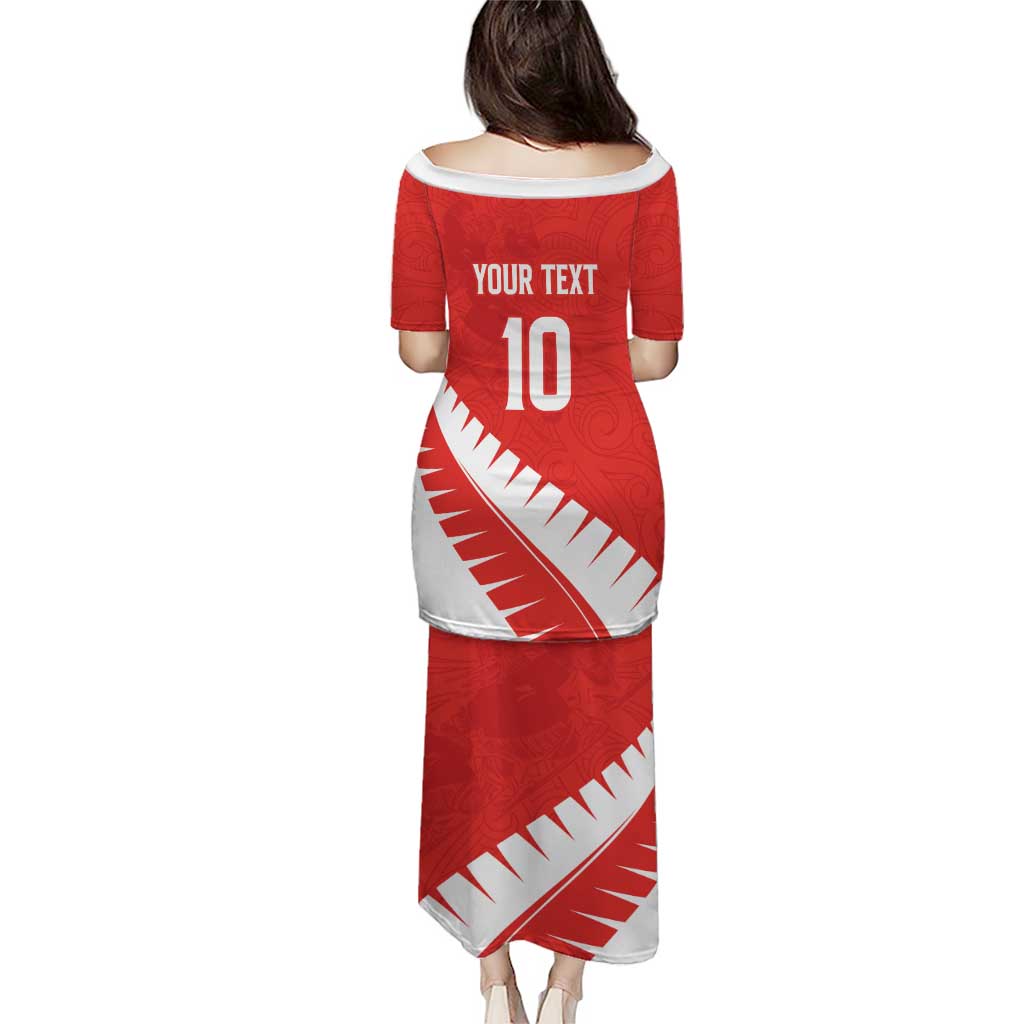 Custom New Zealand Cricket Puletasi Kiwi Birds Haka Dance Red Fern Sporty Style LT03 - Polynesian Pride