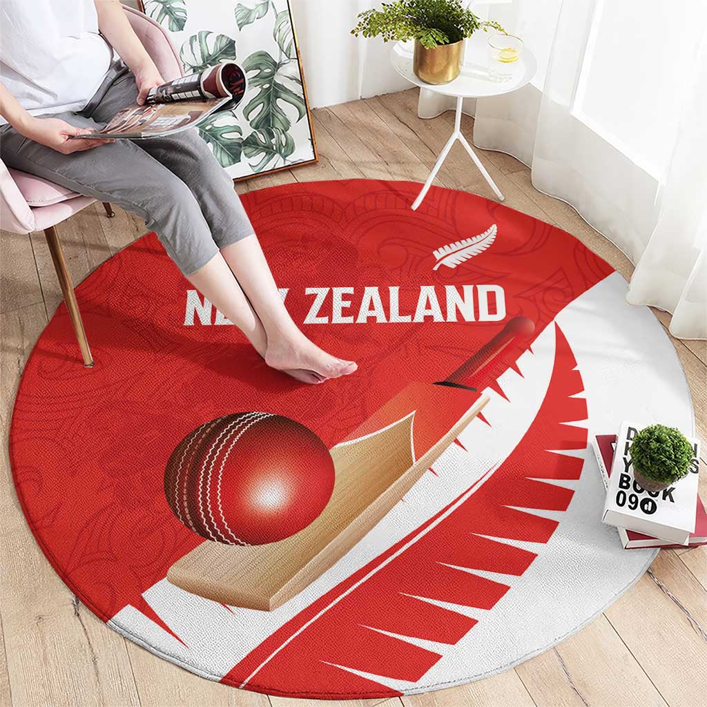 New Zealand Cricket Round Carpet Kiwi Birds Haka Dance Red Fern Sporty Style LT03 - Polynesian Pride