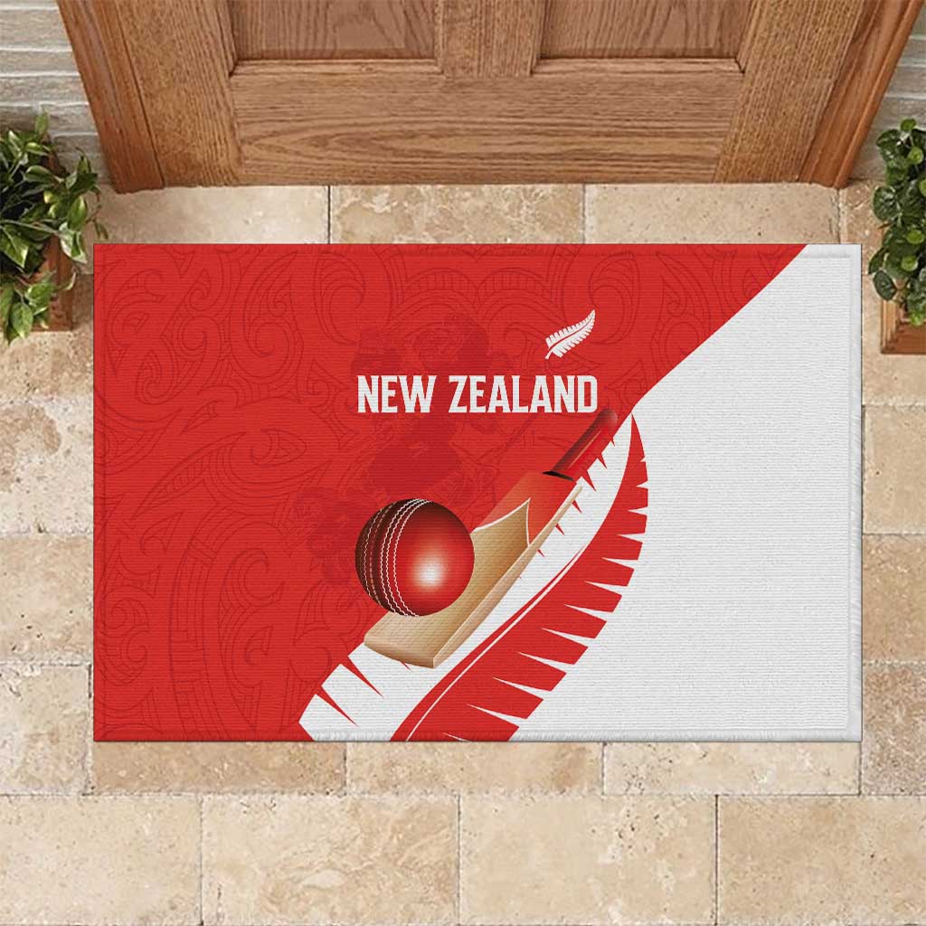New Zealand Cricket Rubber Doormat Kiwi Birds Haka Dance Red Fern Sporty Style LT03 Red - Polynesian Pride