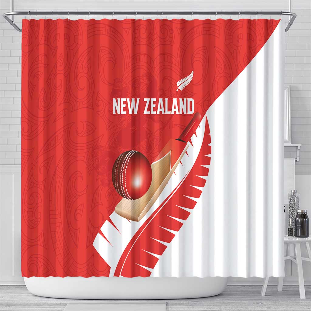 New Zealand Cricket Shower Curtain Kiwi Birds Haka Dance Red Fern Sporty Style LT03 - Polynesian Pride