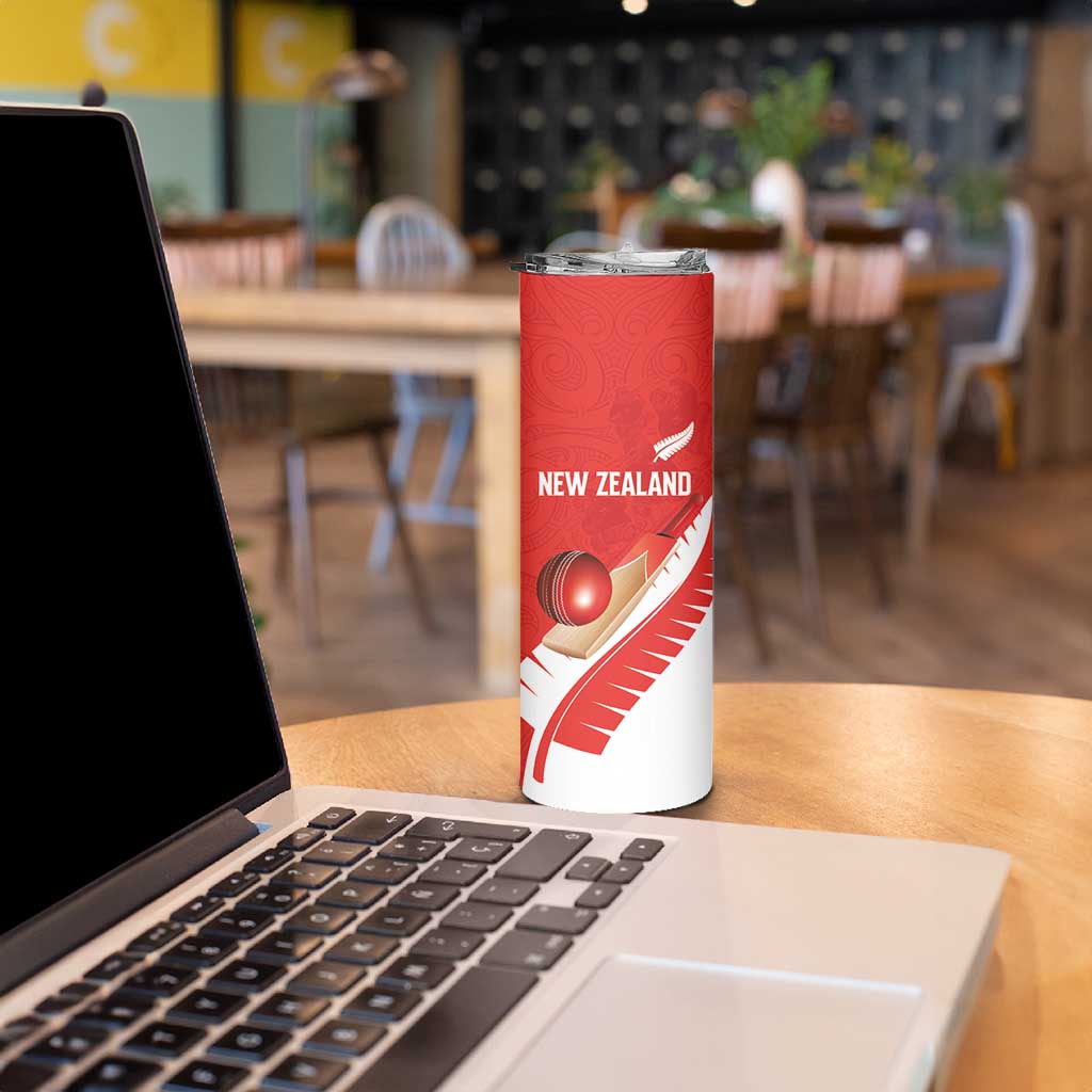 Custom New Zealand Cricket Skinny Tumbler Kiwi Birds Haka Dance Red Fern Sporty Style LT03 - Polynesian Pride