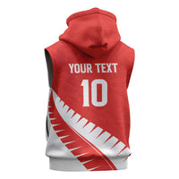 Custom New Zealand Cricket Sleeveless Hoodie Kiwi Birds Haka Dance Red Fern Sporty Style LT03 - Polynesian Pride