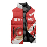 Custom New Zealand Cricket Sleeveless Puffer Jacket Kiwi Birds Haka Dance Red Fern Sporty Style LT03 - Polynesian Pride