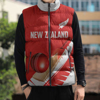 Custom New Zealand Cricket Sleeveless Puffer Jacket Kiwi Birds Haka Dance Red Fern Sporty Style LT03 - Polynesian Pride