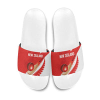 New Zealand Cricket Slide Sandals Kiwi Birds Haka Dance Red Fern Sporty Style LT03 Red - Polynesian Pride