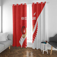 New Zealand Cricket Window Curtain Kiwi Birds Haka Dance Red Fern Sporty Style LT03 With Grommets Red - Polynesian Pride
