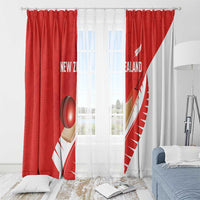 New Zealand Cricket Window Curtain Kiwi Birds Haka Dance Red Fern Sporty Style LT03 - Polynesian Pride