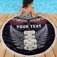 New Zealand Hei Tiki Beach Blanket Maori Purple Papua Shell Pattern LT03 - Polynesian Pride
