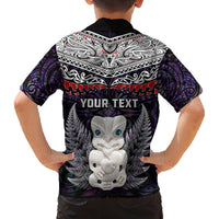New Zealand Hei Tiki Family Matching Long Sleeve Bodycon Dress and Hawaiian Shirt Maori Purple Papua Shell Pattern LT03 - Polynesian Pride