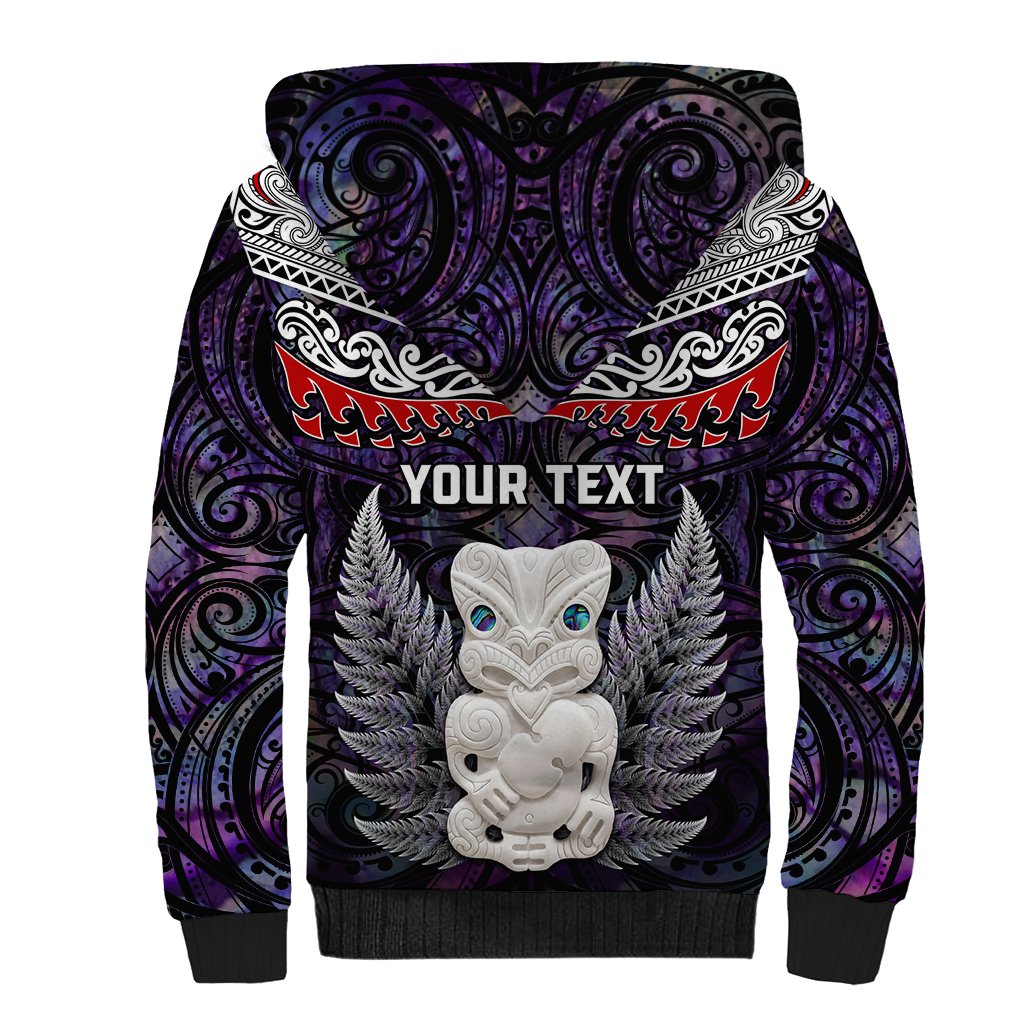 New Zealand Hei Tiki Sherpa Hoodie Maori Purple Papua Shell Pattern LT03 - Polynesian Pride