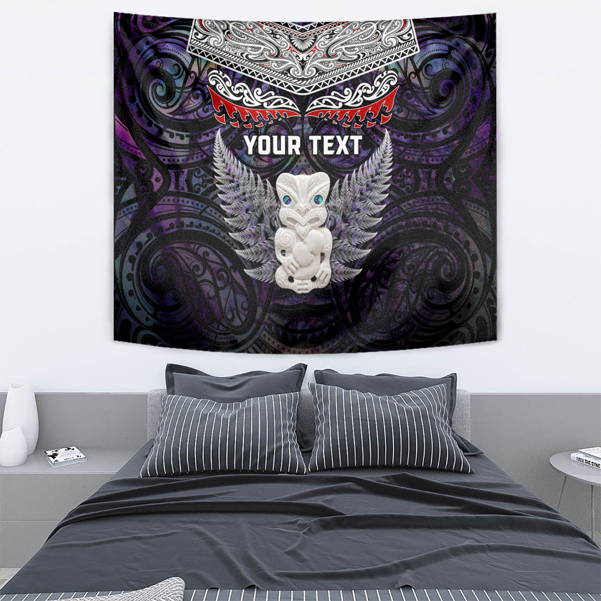 New Zealand Hei Tiki Tapestry Maori Purple Papua Shell Pattern LT03 - Polynesian Pride