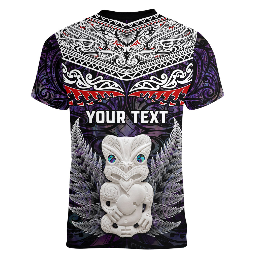 New Zealand Hei Tiki Women V Neck T Shirt Maori Purple Papua Shell Pattern LT03 - Polynesian Pride