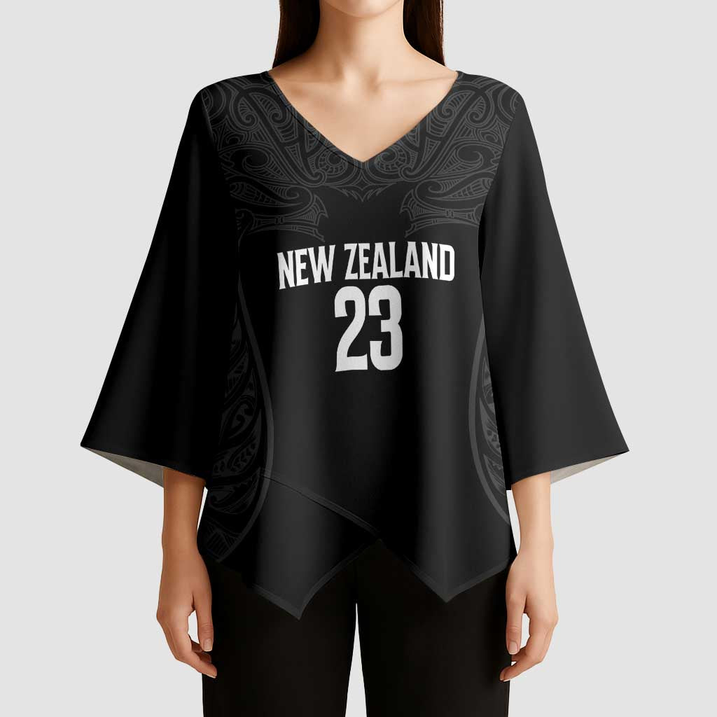 New Zealand Basketball Ta Moko Tribal Custom Kimono Sleeve Blouse