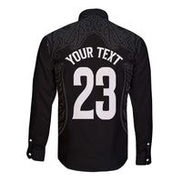 New Zealand Basketball Ta Moko Tribal Custom Long Sleeve Button Shirt