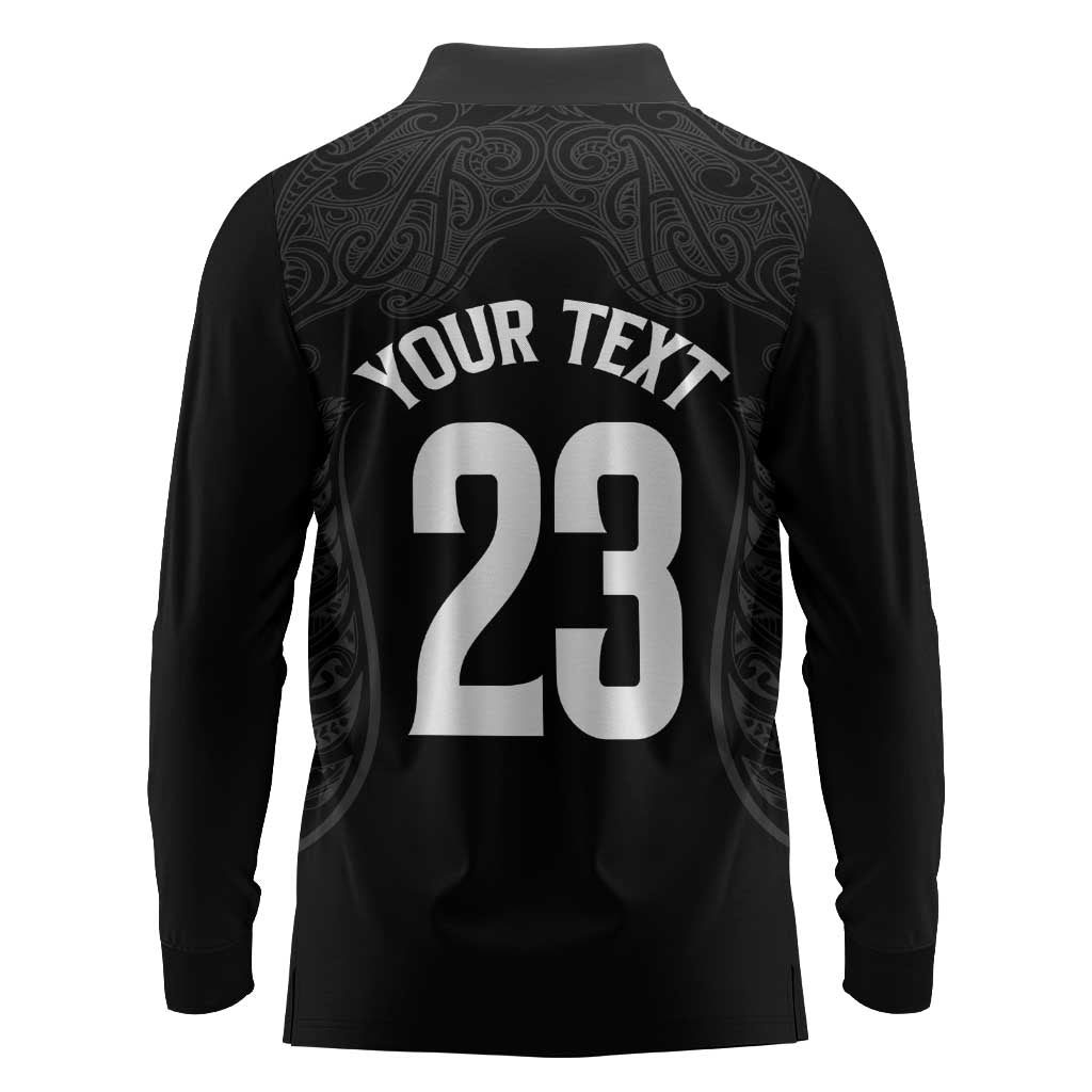 New Zealand Basketball Ta Moko Tribal Custom Long Sleeve Polo Shirt