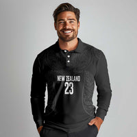 New Zealand Basketball Ta Moko Tribal Custom Long Sleeve Polo Shirt