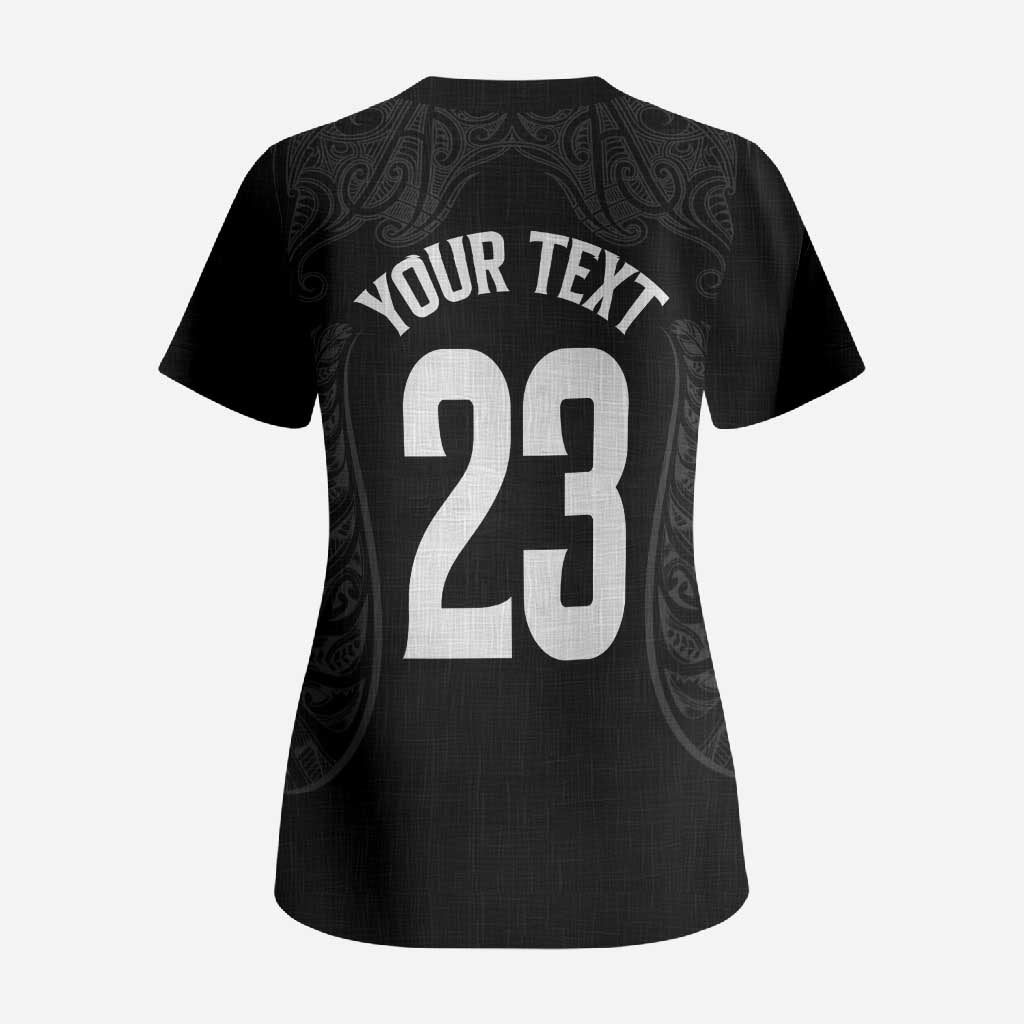 New Zealand Basketball Ta Moko Tribal Custom Scrub Top