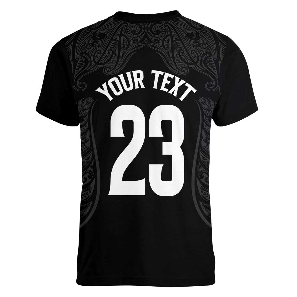 New Zealand Basketball Ta Moko Tribal Custom Women V-Neck T-Shirt LT03 - Polynesian Pride