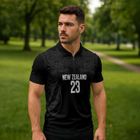 New Zealand Basketball Ta Moko Tribal Custom Zipper Polo Shirt