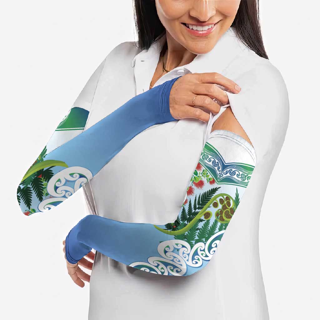 Aotearoa New Zealand Natural Plants Arm Sleeves Pohutukawa with Silver Ferns Koru Frond Maori Tattoos LT03 - Polynesian Pride