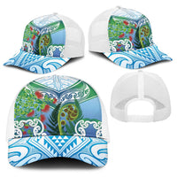 Aotearoa New Zealand Natural Plants Baseball Net Cap Pohutukawa with Silver Ferns Koru Frond Maori Tattoos