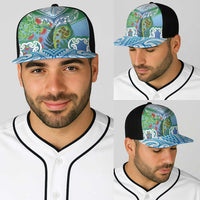 Aotearoa New Zealand Natural Plants Baseball Net Cap Pohutukawa with Silver Ferns Koru Frond Maori Tattoos