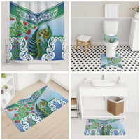 Aotearoa New Zealand Natural Plants Bathroom Set Pohutukawa with Silver Ferns Koru Frond Maori Tattoos