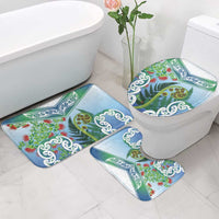 Aotearoa New Zealand Natural Plants Bathroom Set Pohutukawa with Silver Ferns Koru Frond Maori Tattoos