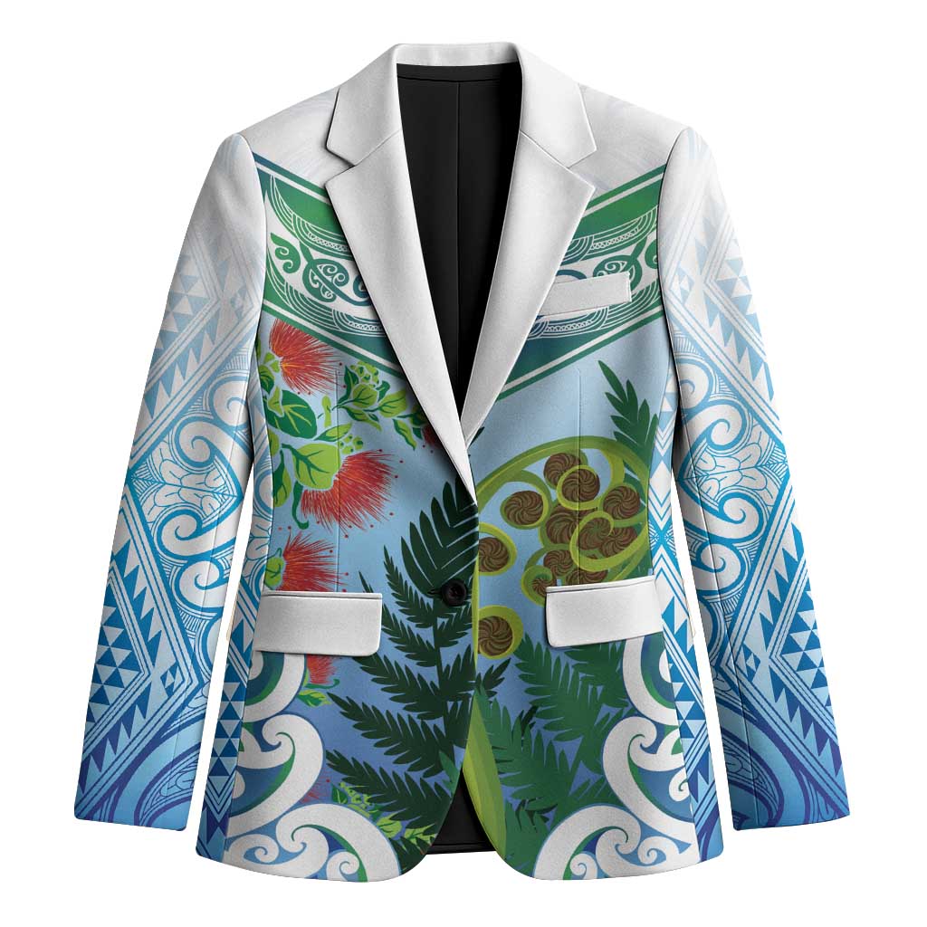 Aotearoa New Zealand Natural Plants Blazer Pohutukawa with Silver Ferns Koru Frond Maori Tattoos