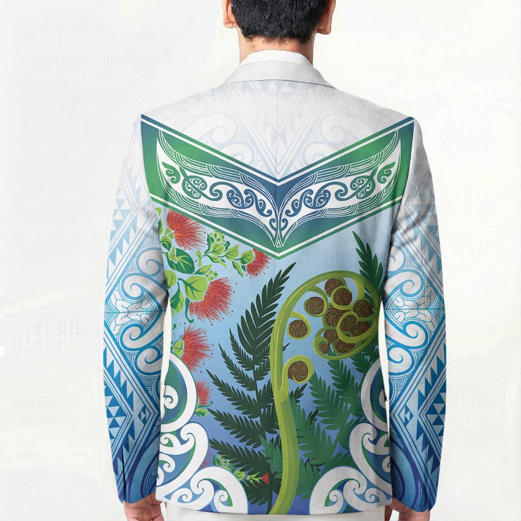 Aotearoa New Zealand Natural Plants Blazer Pohutukawa with Silver Ferns Koru Frond Maori Tattoos