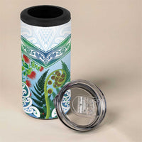 Aotearoa New Zealand Natural Plants 4 in 1 Can Cooler Tumbler Pohutukawa with Silver Ferns Koru Frond Maori Tattoos LT03 - Polynesian Pride