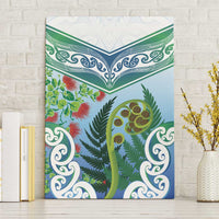 Aotearoa New Zealand Natural Plants Canvas Wall Art Pohutukawa with Silver Ferns Koru Frond Maori Tattoos LT03 Without Frame Multicolor - Polynesian Pride