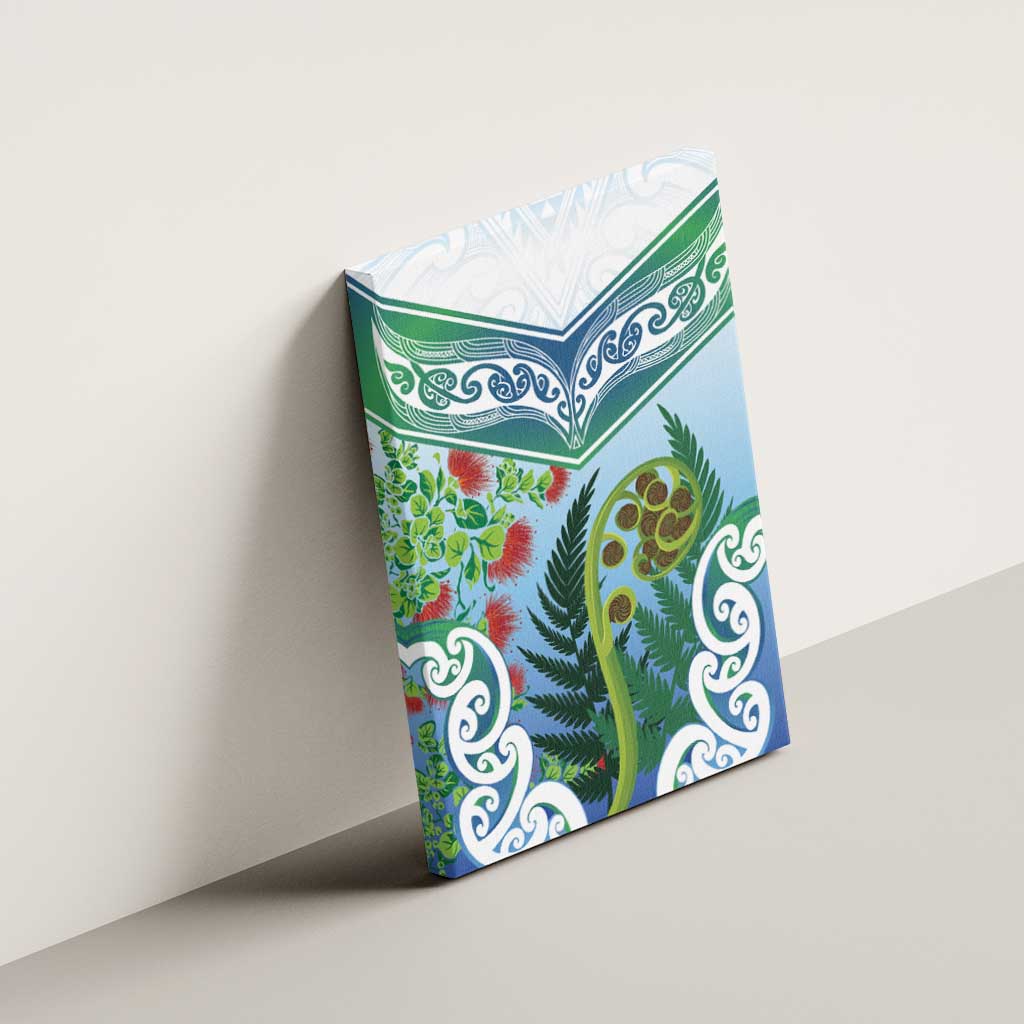 Aotearoa New Zealand Natural Plants Canvas Wall Art Pohutukawa with Silver Ferns Koru Frond Maori Tattoos LT03 - Polynesian Pride