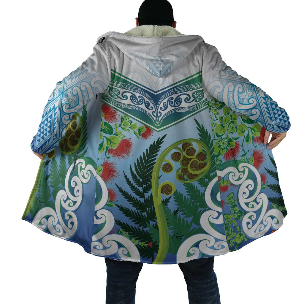 Aotearoa New Zealand Natural Plants Cloak Pohutukawa with Silver Ferns Koru Frond Maori Tattoos LT03 - Polynesian Pride