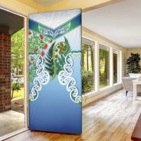 Aotearoa New Zealand Natural Plants Door Cover Pohutukawa with Silver Ferns Koru Frond Maori Tattoos LT03 - Polynesian Pride