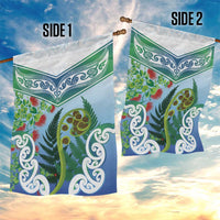 Aotearoa New Zealand Natural Plants Garden Flag Pohutukawa with Silver Ferns Koru Frond Maori Tattoos LT03 - Polynesian Pride