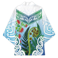 Aotearoa New Zealand Natural Plants Kimono Pohutukawa with Silver Ferns Koru Frond Maori Tattoos LT03 - Polynesian Pride