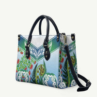 Aotearoa New Zealand Natural Plants Leather Bag Pohutukawa with Silver Ferns Koru Frond Maori Tattoos LT03 Multicolor - Polynesian Pride