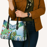 Aotearoa New Zealand Natural Plants Leather Bag Pohutukawa with Silver Ferns Koru Frond Maori Tattoos LT03 - Polynesian Pride