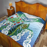 Aotearoa New Zealand Natural Plants Quilt Pohutukawa with Silver Ferns Koru Frond Maori Tattoos LT03 - Polynesian Pride
