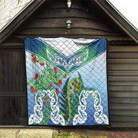 Aotearoa New Zealand Natural Plants Quilt Pohutukawa with Silver Ferns Koru Frond Maori Tattoos LT03 - Polynesian Pride