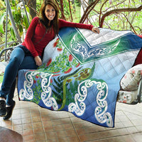 Aotearoa New Zealand Natural Plants Quilt Pohutukawa with Silver Ferns Koru Frond Maori Tattoos LT03 - Polynesian Pride